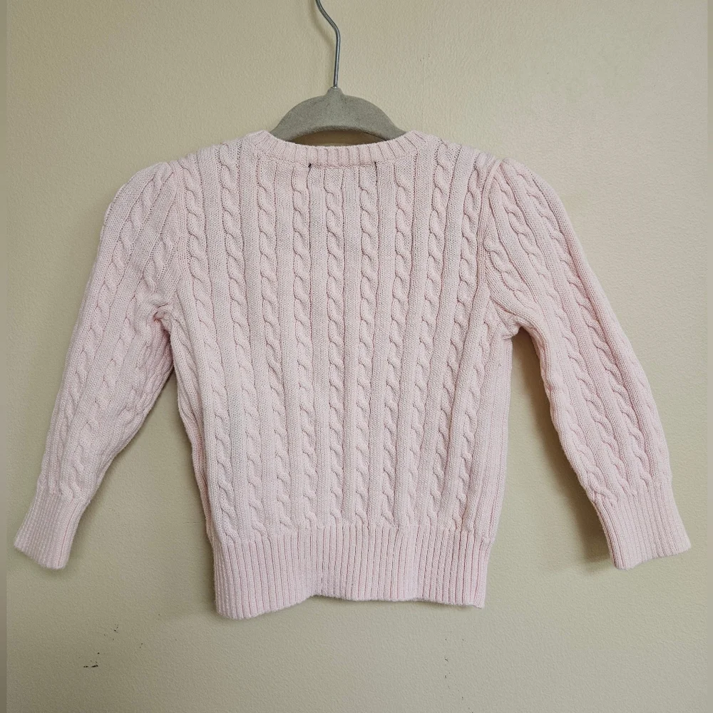 Ralph Lauren Baby Girl Mini Cable-Knit Hint of Pink Cardigan 12M